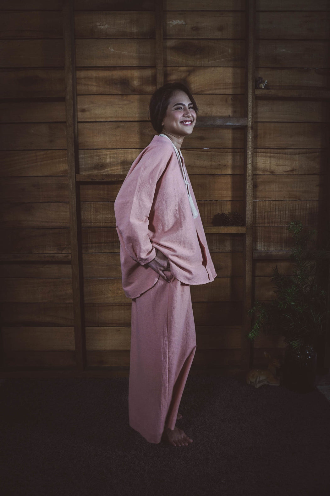 RAIA linen pants / salmon