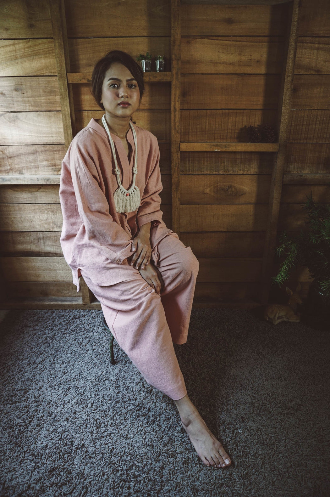 RAIA linen pants / salmon