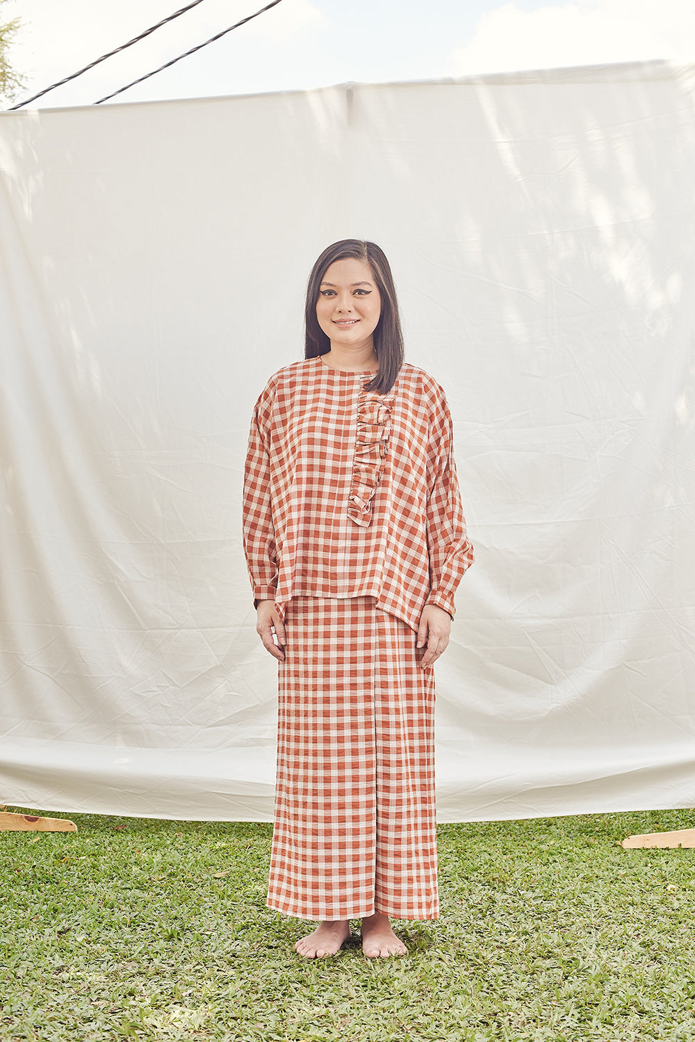 Ropol Kurung Set / Petak Terracotta — Wondermilk™